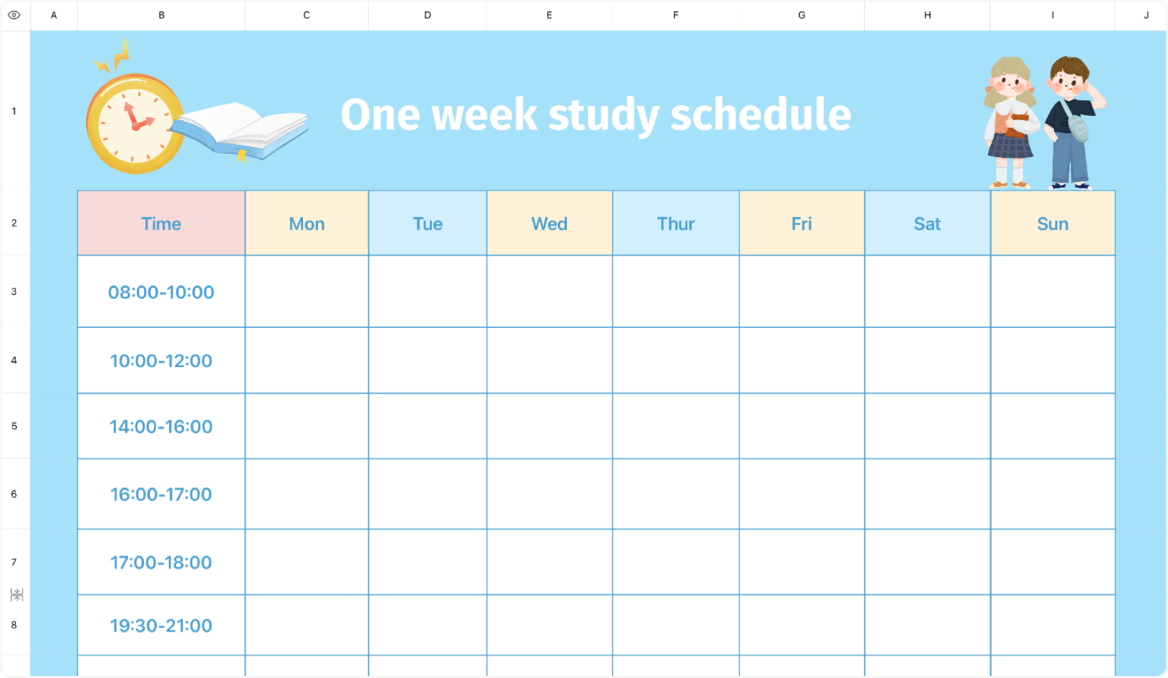 One week study schedule